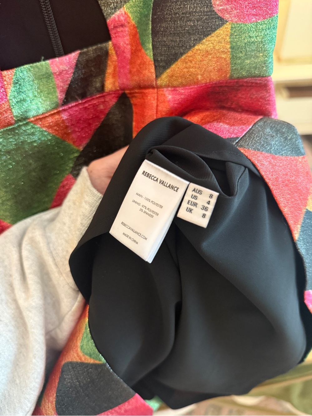 Rebecca Vallance Pink, Green & Orange Abstract Bow-Front Mini Dress - Picture 7 of 7
